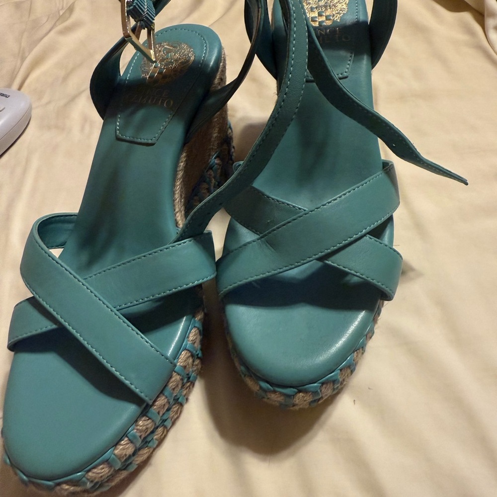 Vince Camuto Blue Espadrille Sandals with Crisscross Straps